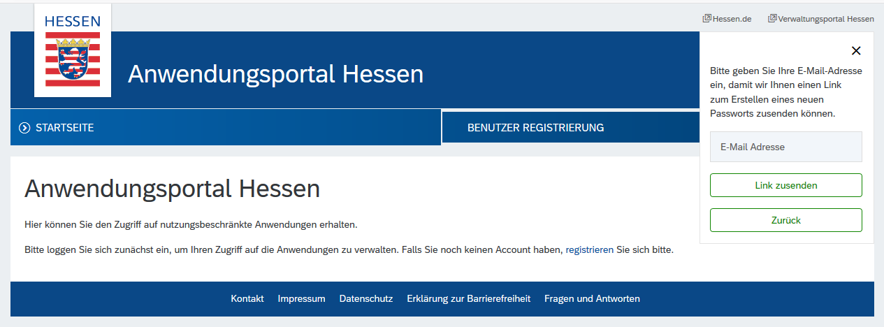 Screenshot - Anwendungsportal Hessen